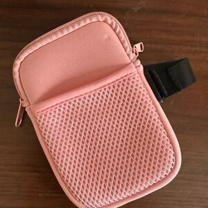 Pink Mesh Travel Pouch with Strap